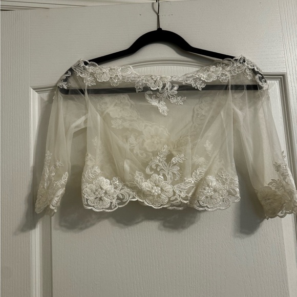 Beaded Lace 3/4 sleeve jacket for wedding dress - Picture 1 of 7